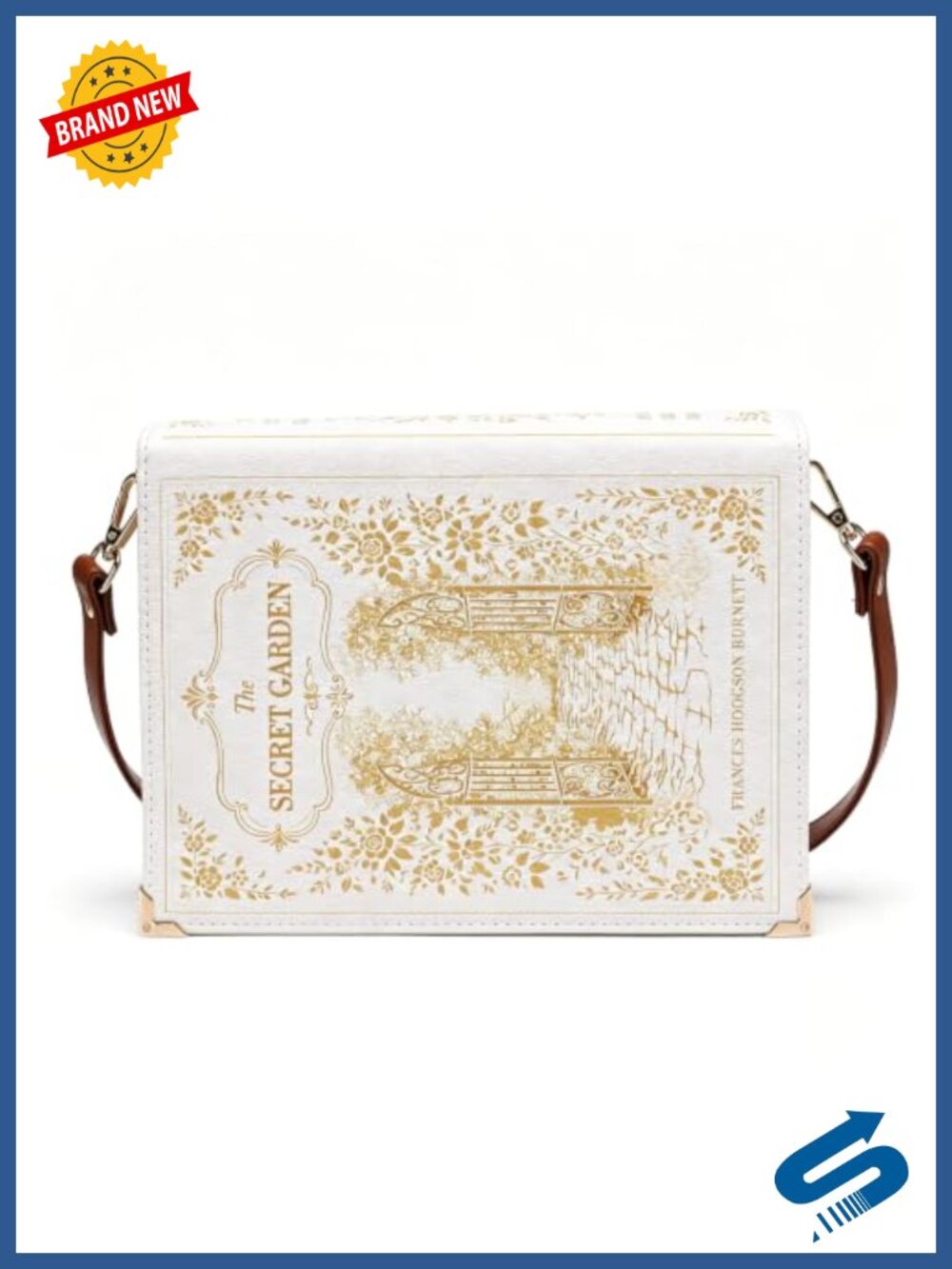 Secret Garden Book Crossbody Bag Faux Leather Large